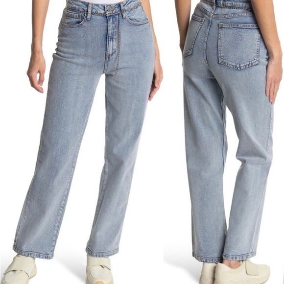 We Wore What High Rise  Dad Jean       W/Chain Belt Stretch Denim. - Picture 2 of 10